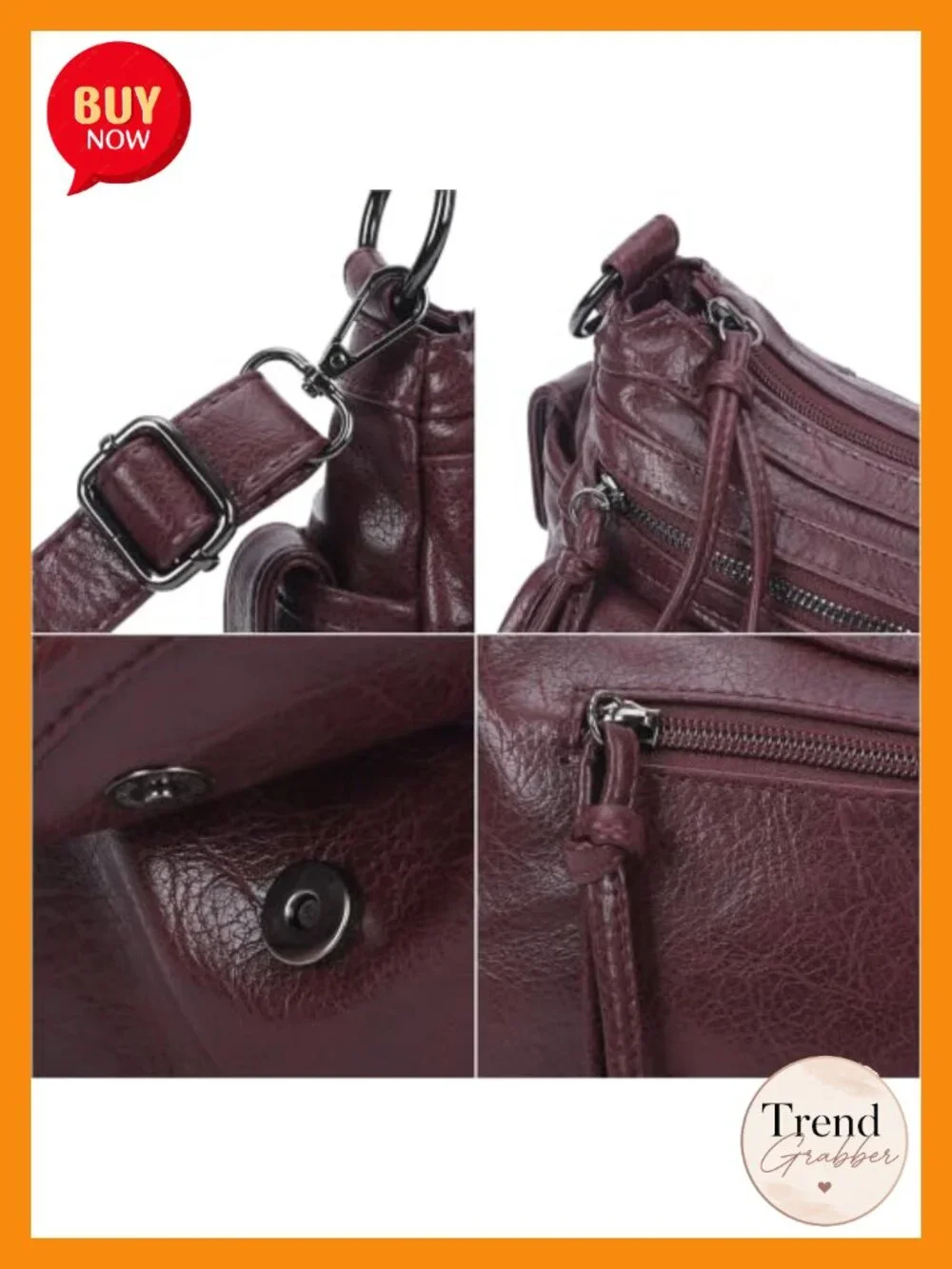 Women's Hobo Bag Crossbody Shoulder Purse Multi Pocket Vegan Leather Handbag